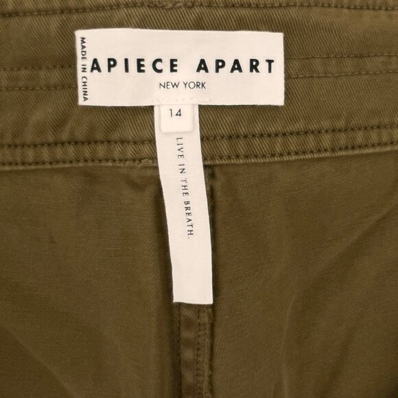 Apiece Apart Merida Pants Size 14 Olive Cotton Relaxed Straight High Waist - Picture 10 of 13